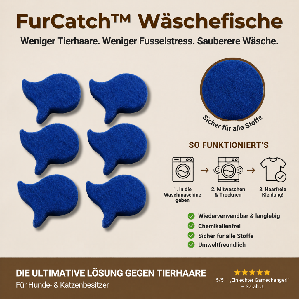 🐾 FurCatch™ Wäschefische - Weniger Tierhaare. Weniger Fusselstress. Sauberere Wäsche.
