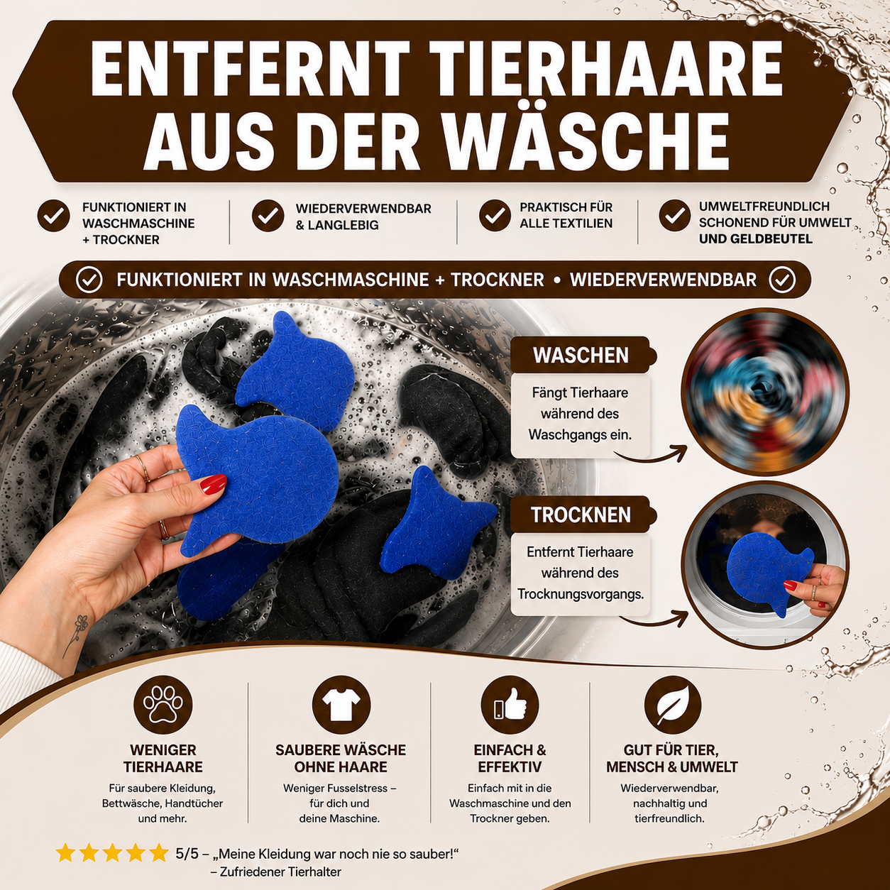 🐾 FurCatch™ Wäschefische - Weniger Tierhaare. Weniger Fusselstress. Sauberere Wäsche.